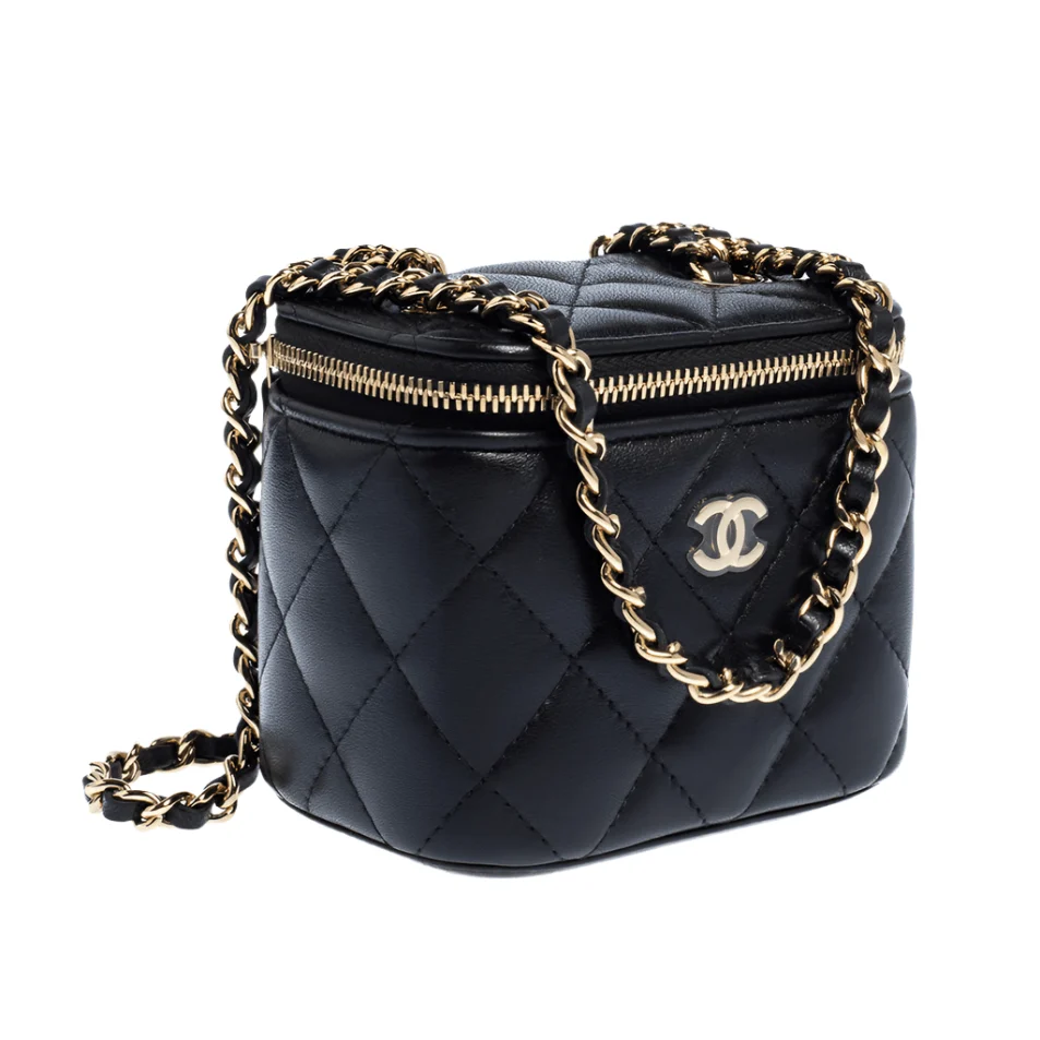 Chanel Mini Vanity Top Handle Bag in Black With Chain - Image 3