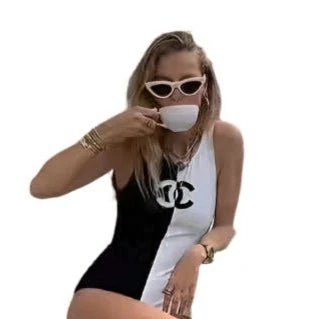 Chanel One-Piece Swimsuit in Black And White - Image 5