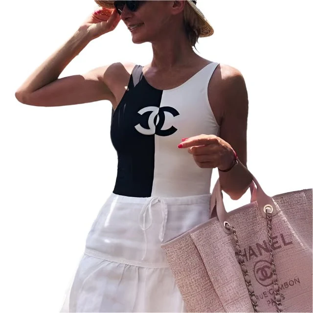 Chanel One-Piece Swimsuit in Black And White - Image 6