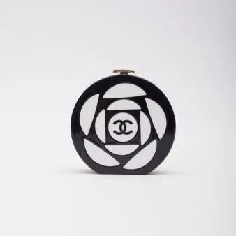 Chanel Resin Plexi Black White CC Camellia Minaudiere Clutch - Image 2