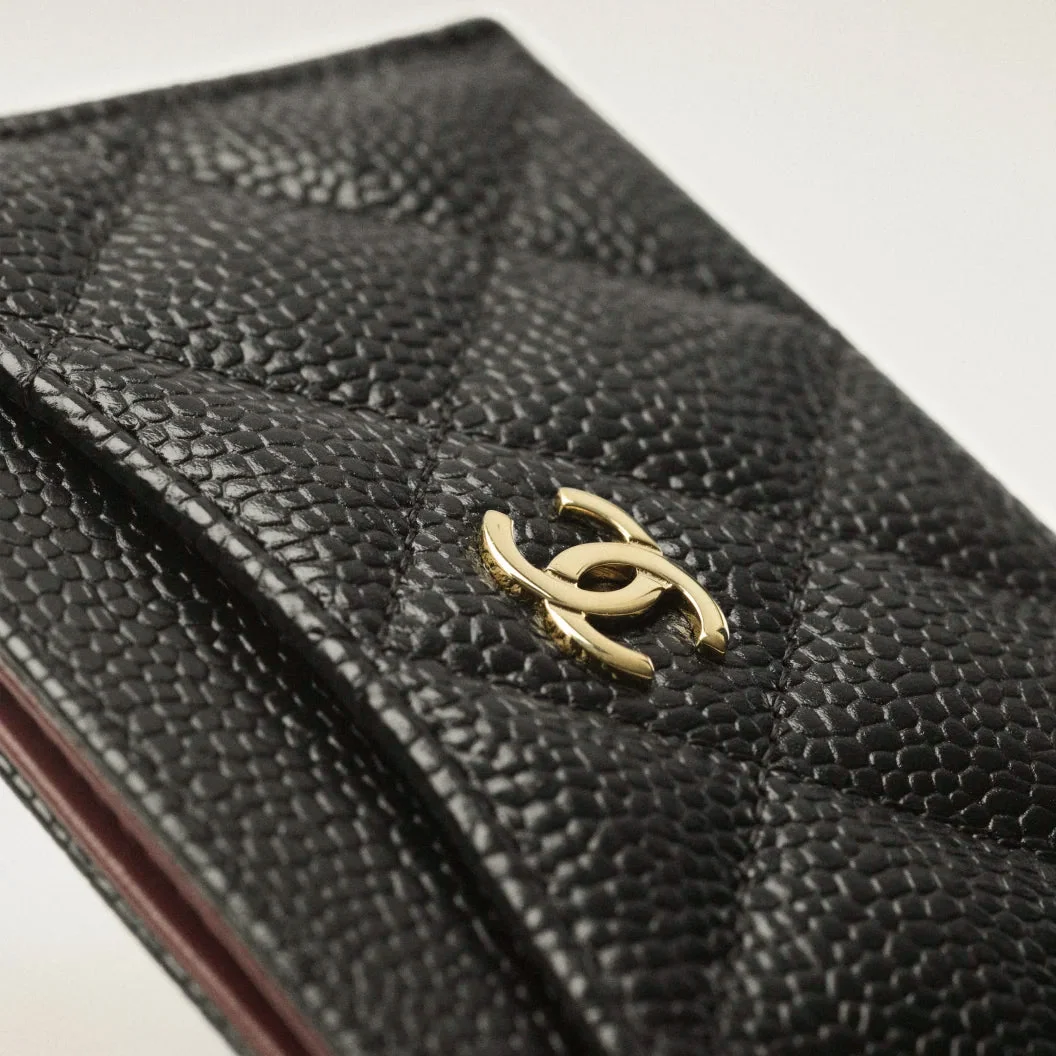 Chanel Classic Card Holder Grained Calfskin & Gold-Tone Metal Black - Image 2