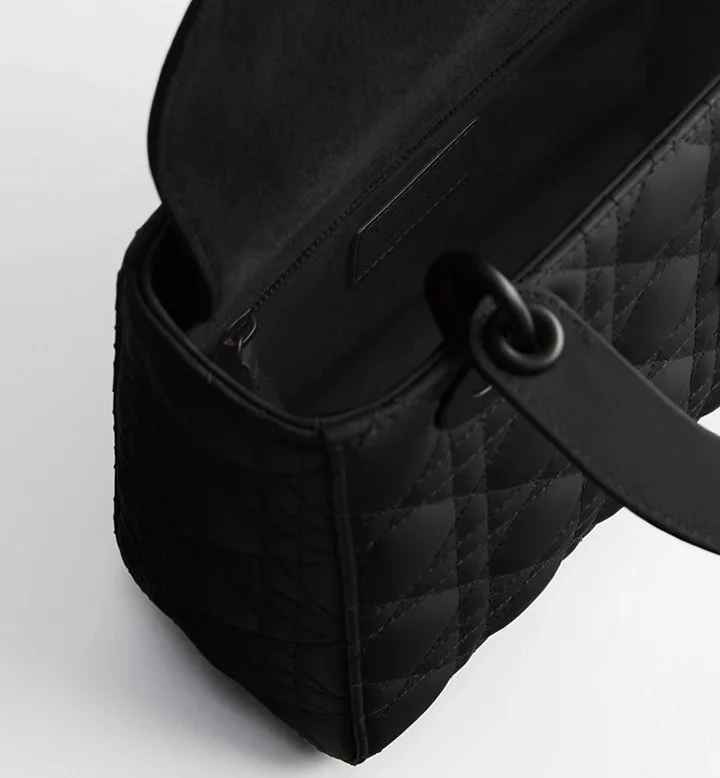Christian Dior Small bag Completely Matte Black Calfskin With a Cannage Pattern - Image 6