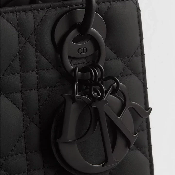 Christian Dior Small bag Completely Matte Black Calfskin With a Cannage Pattern - Image 7