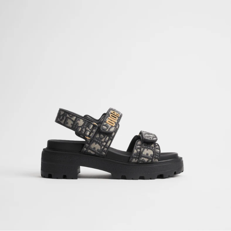 Dior Act Platform Sandal Cotton Embroidered With Deep Blue Dior Oblique Motif