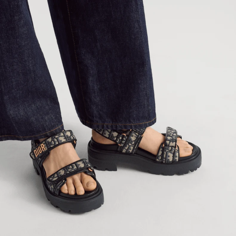 Dior Act Platform Sandal Cotton Embroidered With Deep Blue Dior Oblique Motif - Image 3