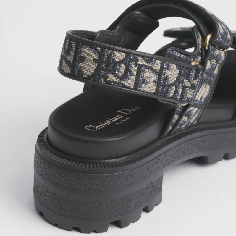 Dior Act Platform Sandal Cotton Embroidered With Deep Blue Dior Oblique Motif - Image 4