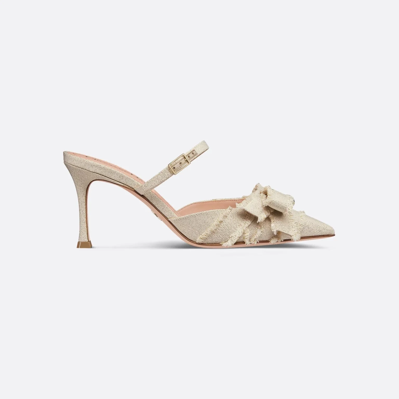 Dior Adiorable Heeled Mule Gold-Tone Fringed Laminated Grosgrain - Image 2