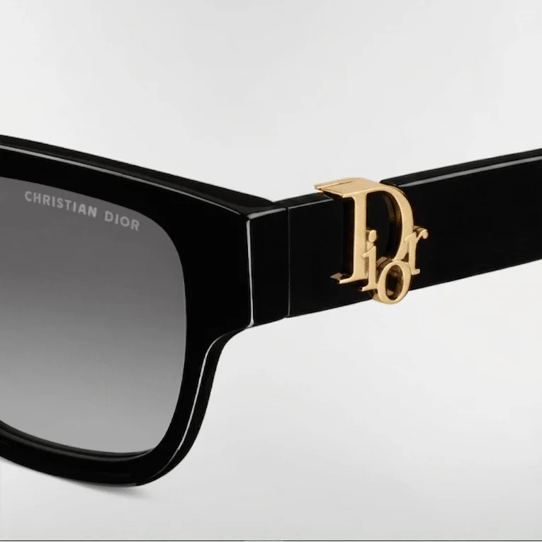 Dior Black Acetate Sunglasses With Gold Hardware - Image 2