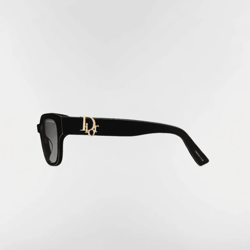 Dior Black Acetate Sunglasses With Gold Hardware - Image 3