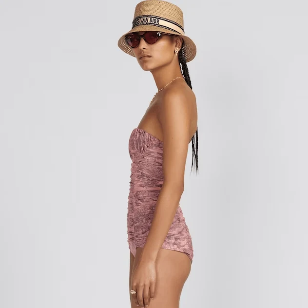 Dior Dioriviera One Piece Swimsuit White And Pink Toile De Jouy Technical Fabric - Image 3