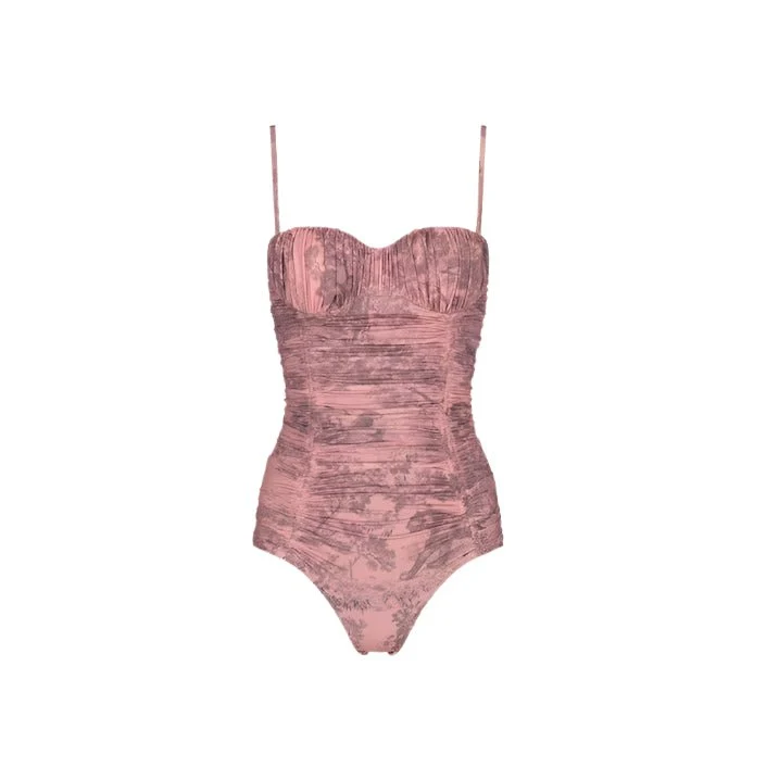 Dior Dioriviera One Piece Swimsuit White And Pink Toile De Jouy Technical Fabric - Image 4