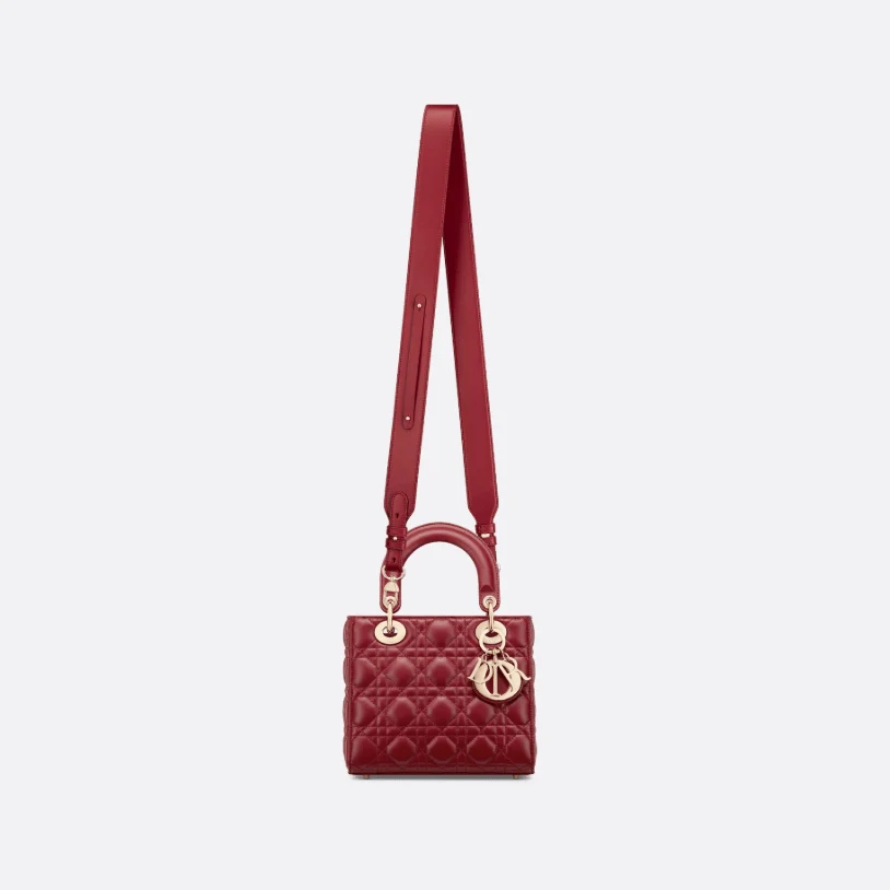 Dior Lady Dior My ABCDior Small Bag Cannage Patterned Sheepskin In Cherry - Image 3