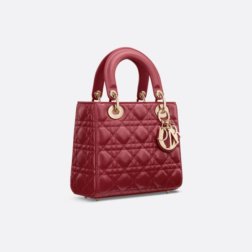 Dior Lady Dior My ABCDior Small Bag Cannage Patterned Sheepskin In Cherry - Image 4