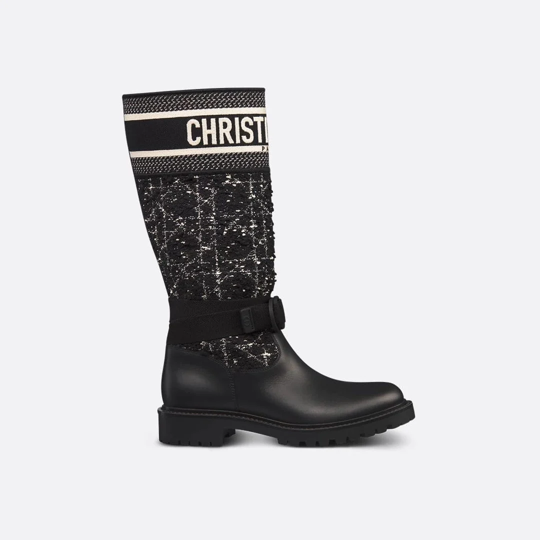 Dior-Major Boot Black And White Cannage Tweed and Black Calfskin - Image 2