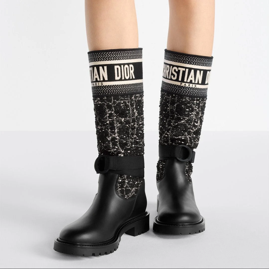 Dior-Major Boot Black And White Cannage Tweed and Black Calfskin - Image 3