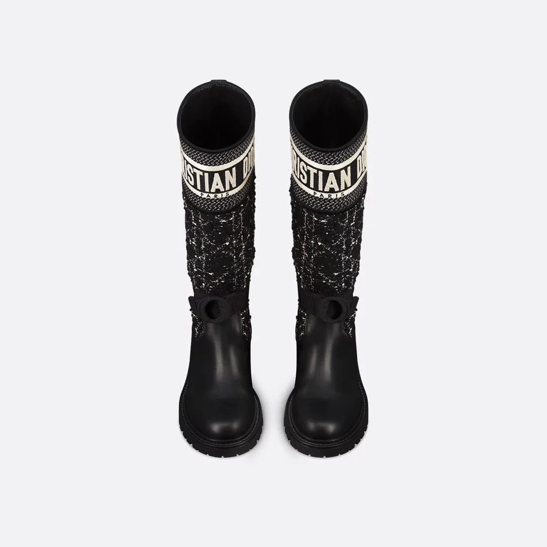Dior-Major Boot Black And White Cannage Tweed and Black Calfskin - Image 4