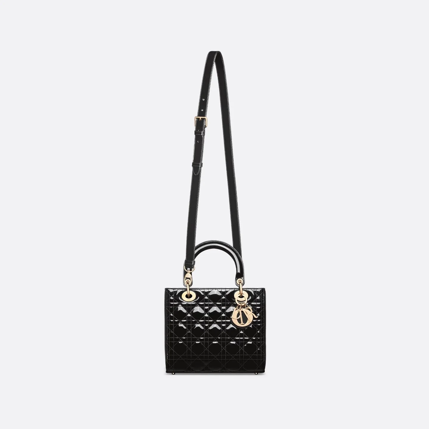 Dior Medium Lady Bag Black Patent Cannage - Image 3