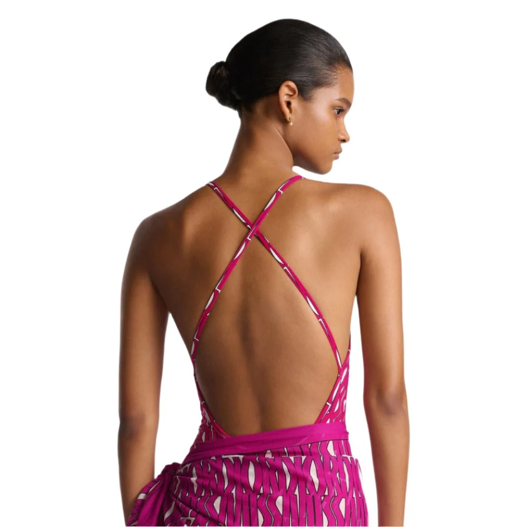 Dior One Piece Swimsuit White Technical Fabric With Fuchsia Miss Dior Allover Motif - Image 5