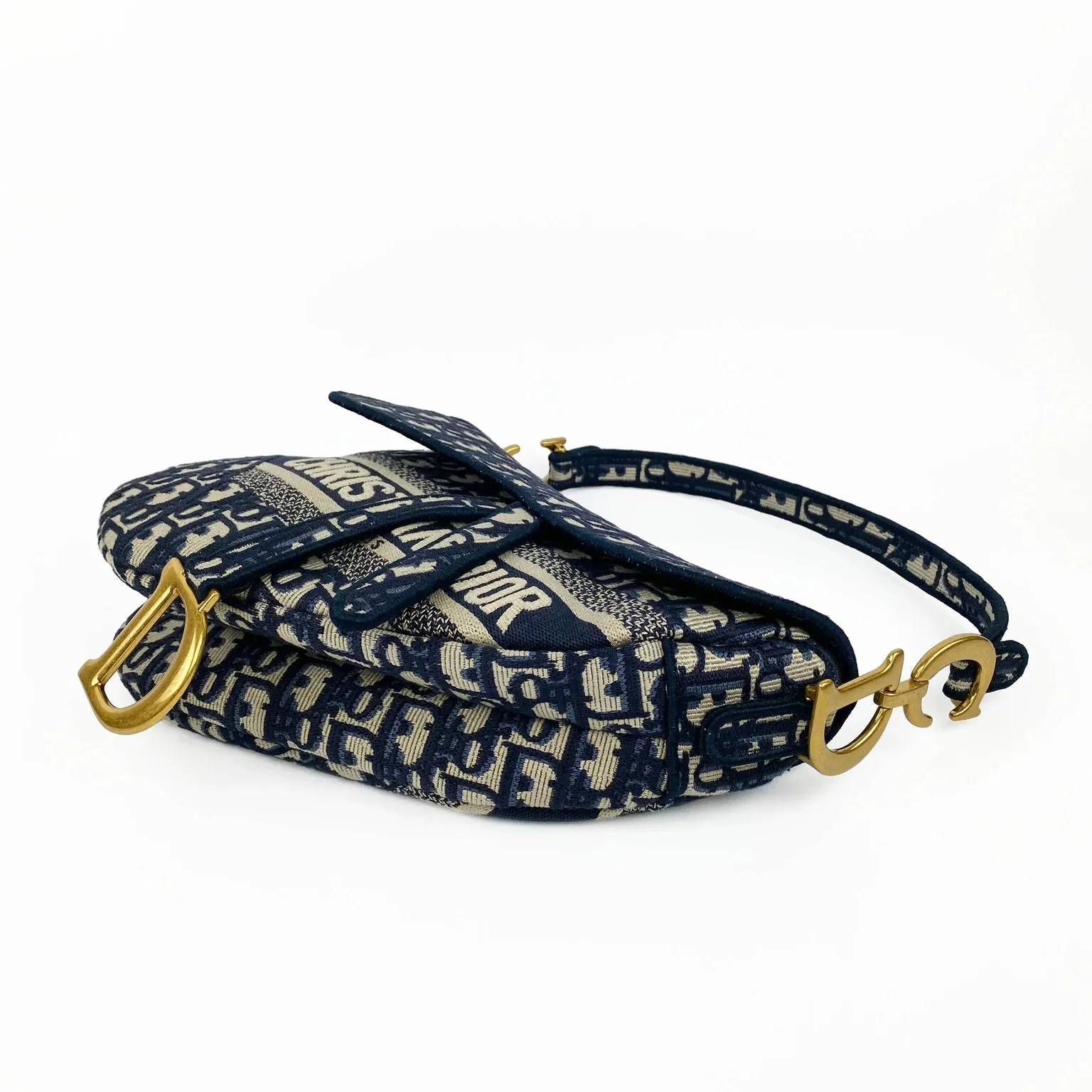 Dior Saddle Bag Blue Dior Oblique Embroidery - Image 3