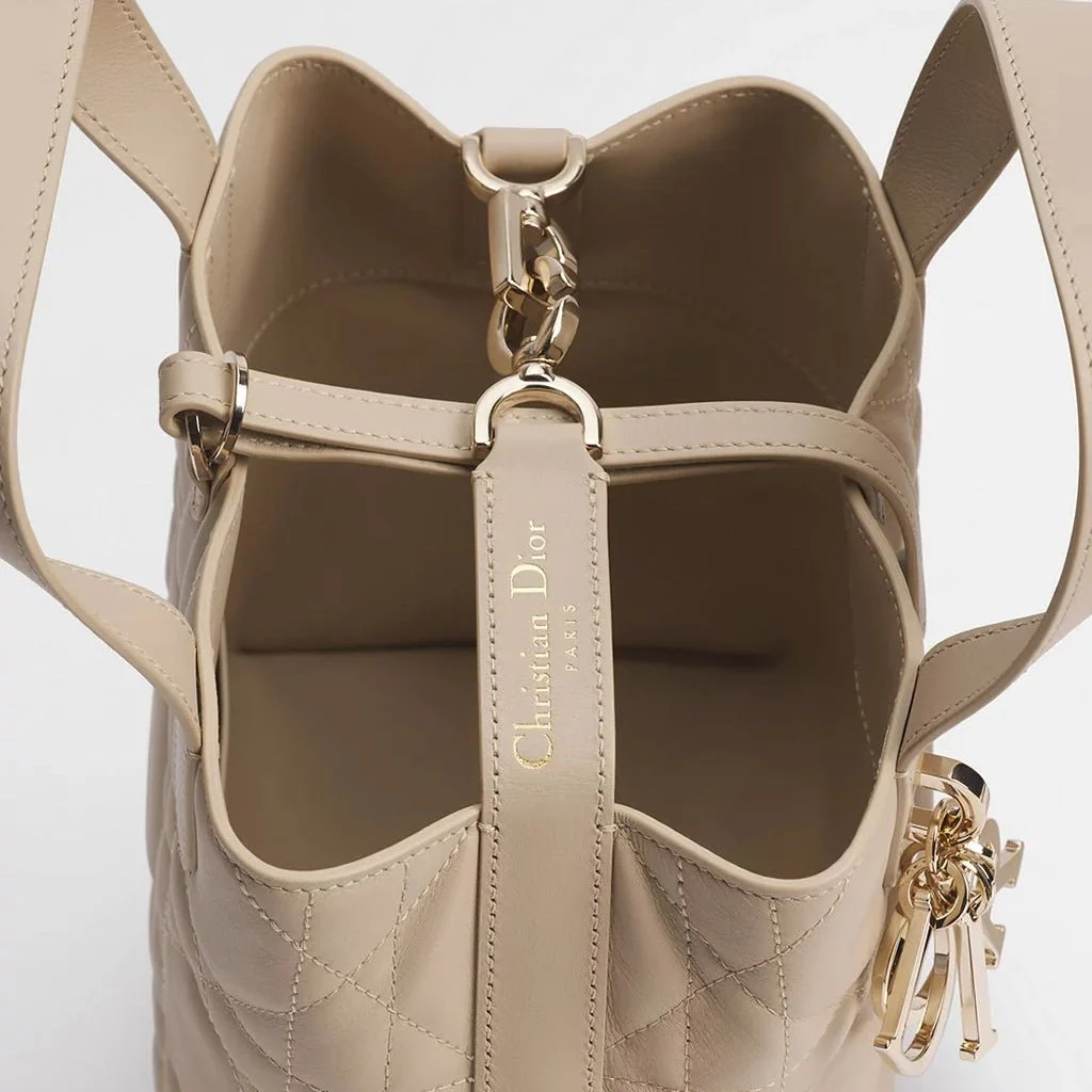 Dior Small Toujours Vertical Tote Bag Powder Beige Macrocannage Calfskin - Image 3