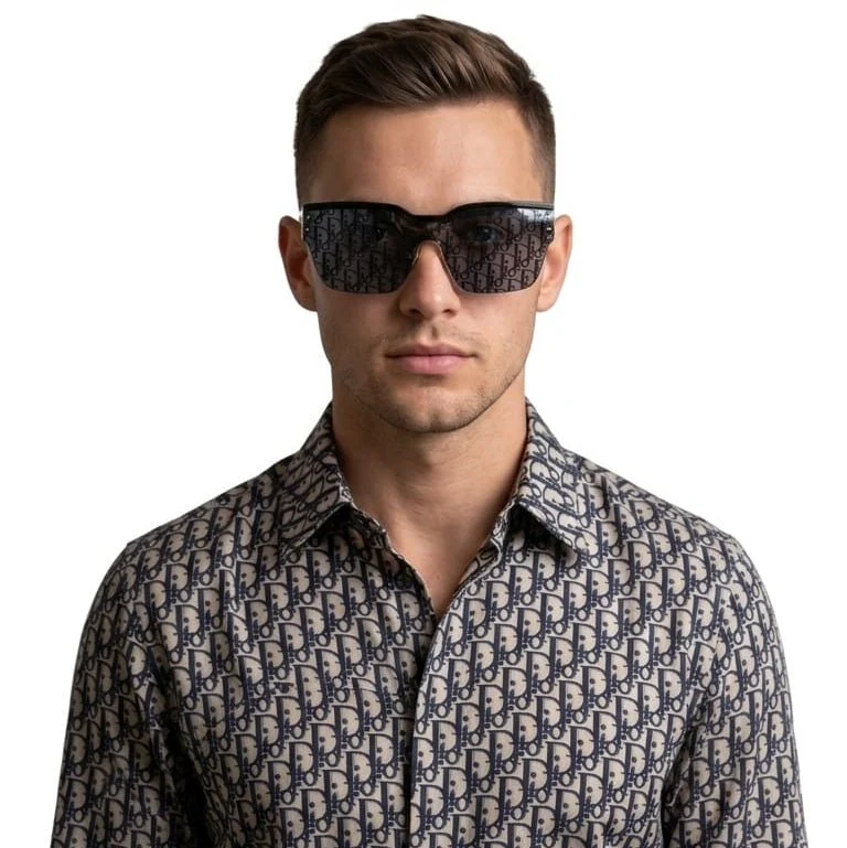 Dior Club Smoke Mirror Logo Shield Sunglasses - Image 3
