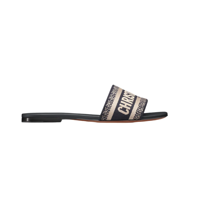 Dior Dway Slide Deep Black Embroidered Cotton - Image 2