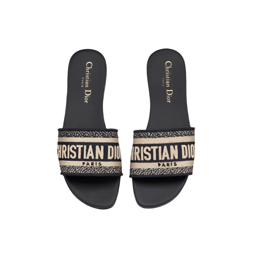 Dior Dway Slide Deep Black Embroidered Cotton - Image 3
