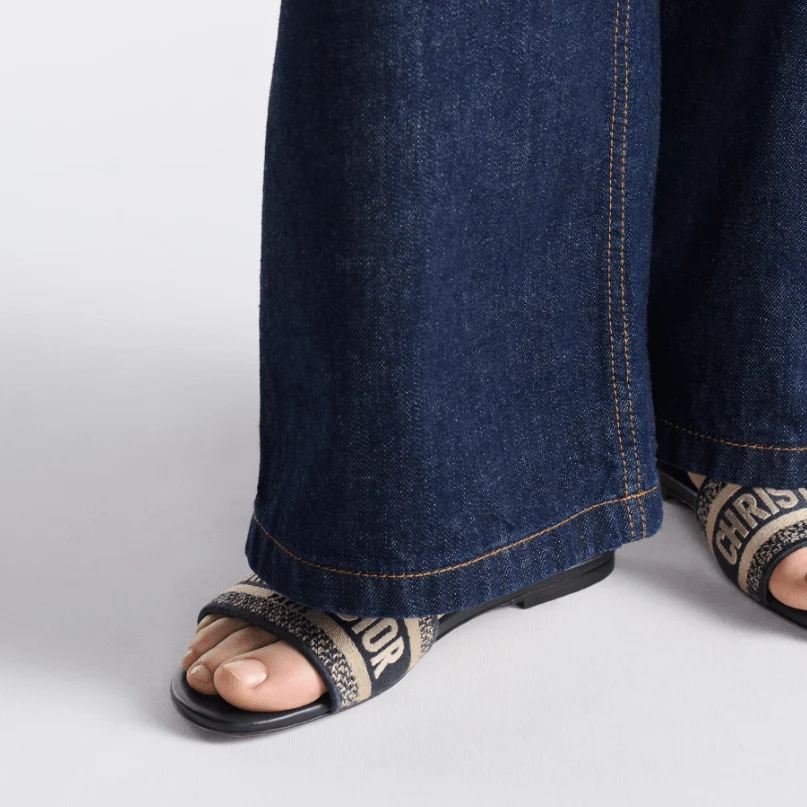 Dior Dway Slide Deep Black Embroidered Cotton - Image 5