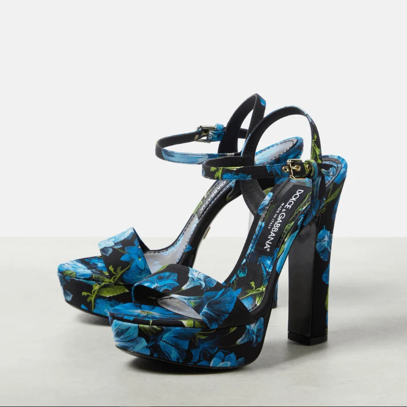 Dolce&Gabbana Floral Satin Platform Sandals - Image 4