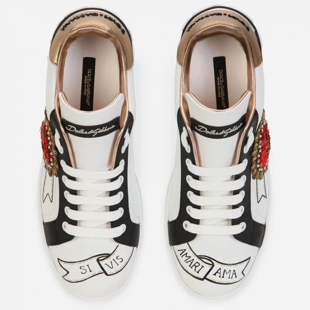 Dolce & Gabbana Portofino Print With Embroidery Sneakers - Image 4