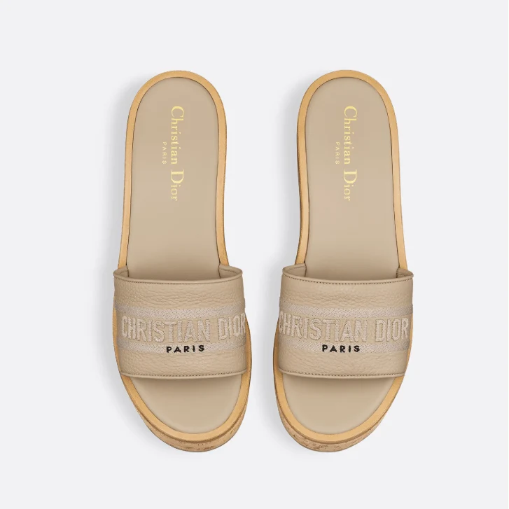 Dway Platform Slide Powder Beige Grained Calfskin - Image 3