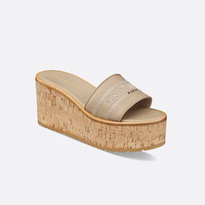 Dway Platform Slide Powder Beige Grained Calfskin - Image 5