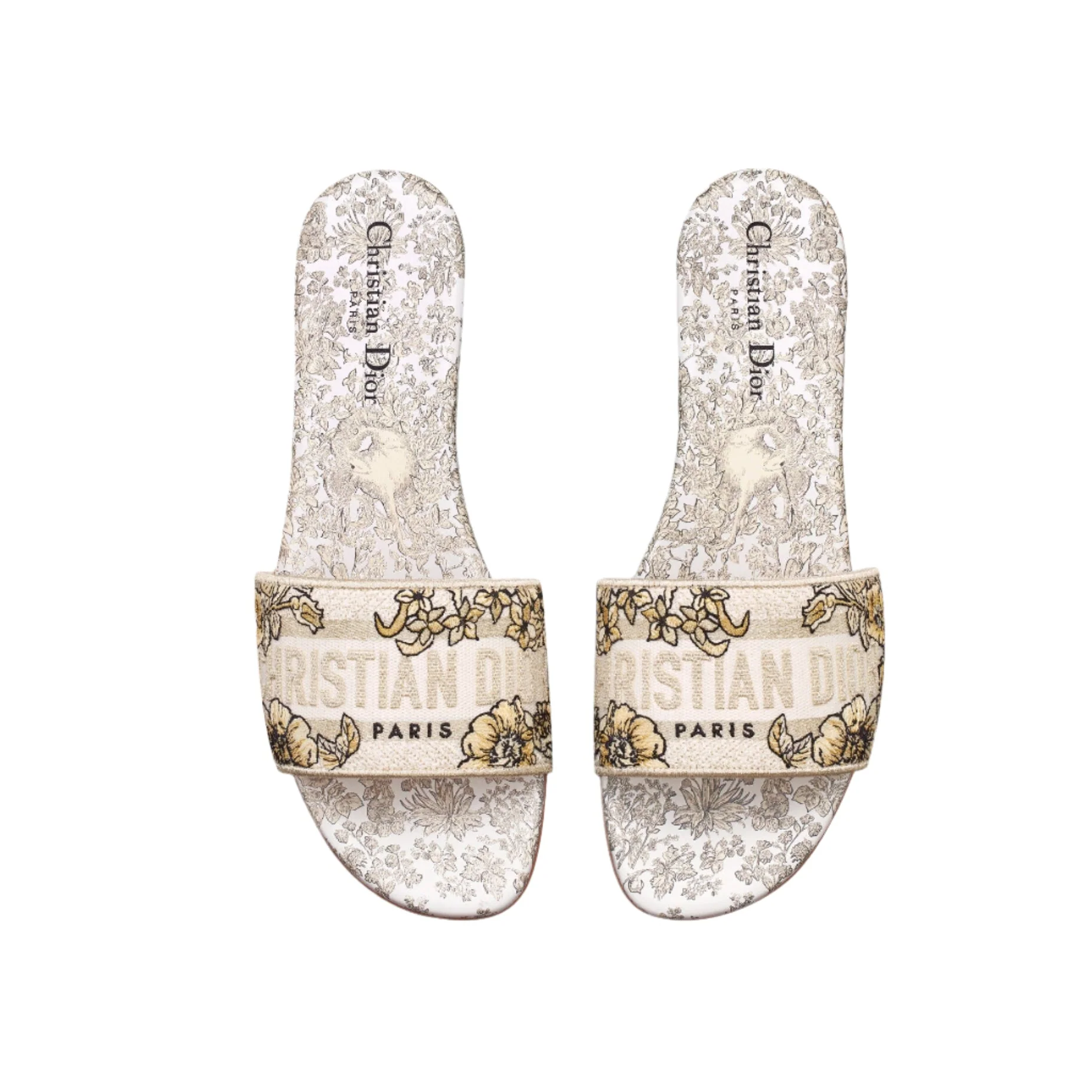 Dway Slide Cotton Embroidered with Metallic Thread and Gold-Tone Millefiori Unicorn Motif - Image 3