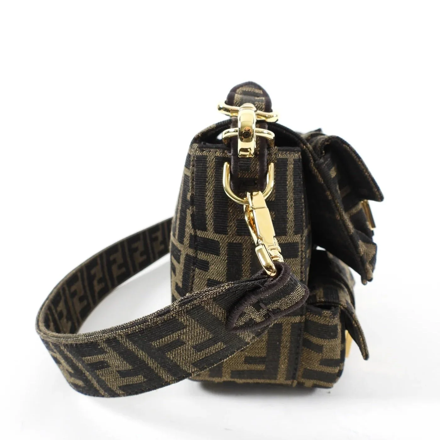 Fendi Brown Zucca FF Multi Pocket Baguette Bag - Image 3