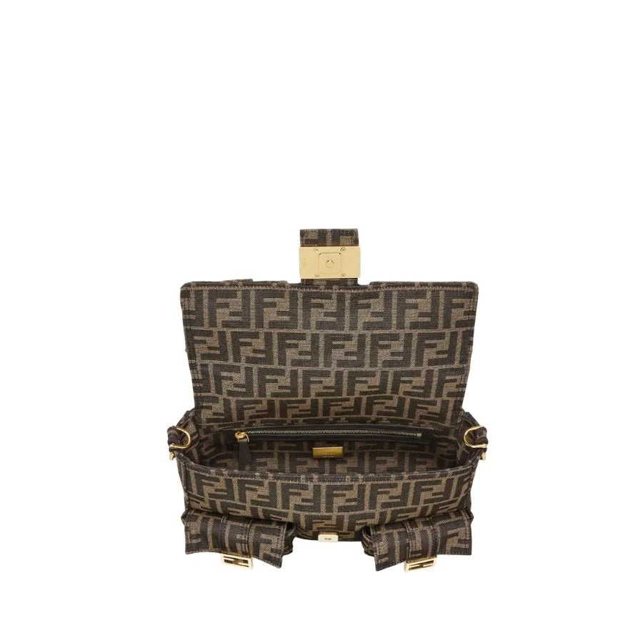 Fendi Brown Zucca FF Multi Pocket Baguette Bag - Image 4