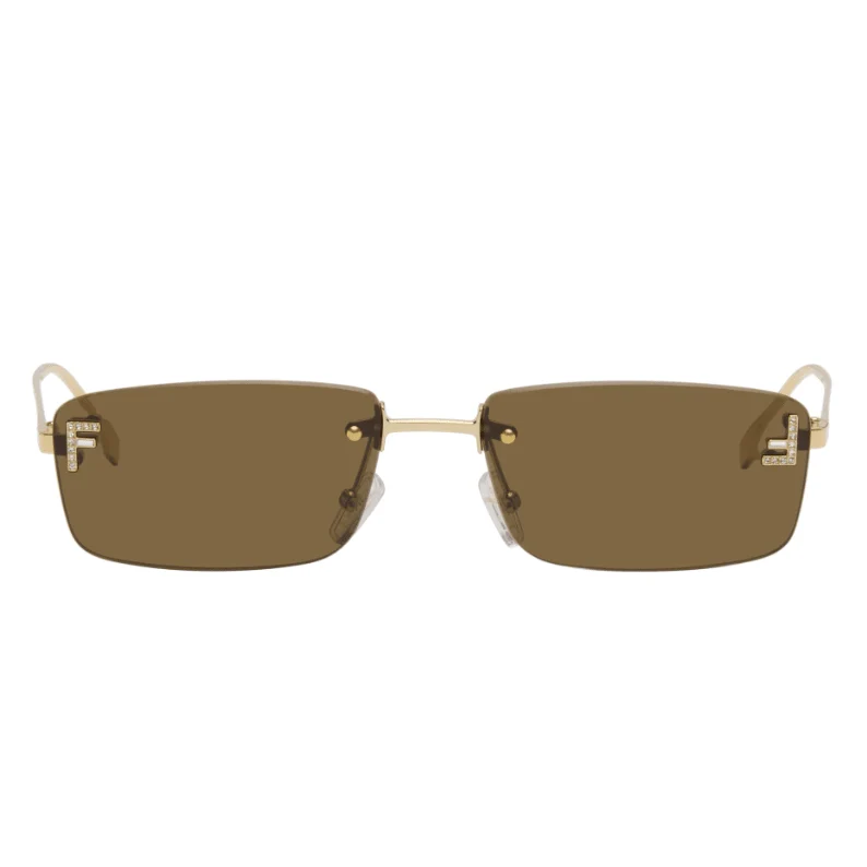 Fendi Gold 'Fendi First' Crystal Sunglasses