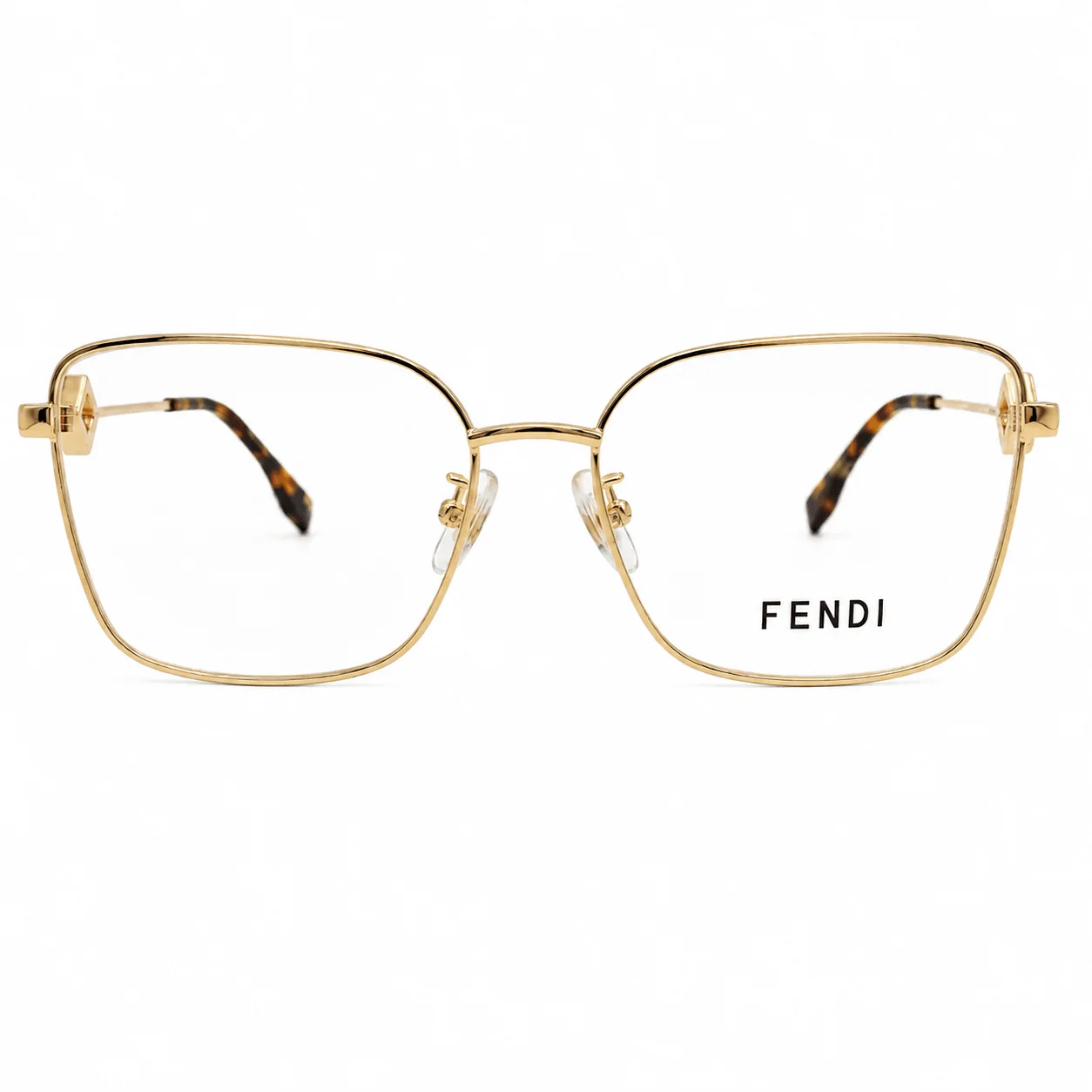 Fendi Gold Metal Eyeglasses With a Square Frame - Image 2