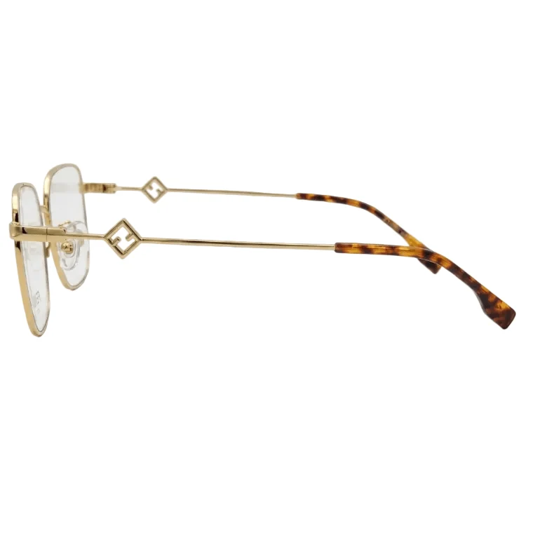 Fendi Gold Metal Eyeglasses With a Square Frame - Image 3