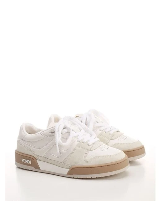 Fendi 'Match' Leather Sneakers Beige - Image 2
