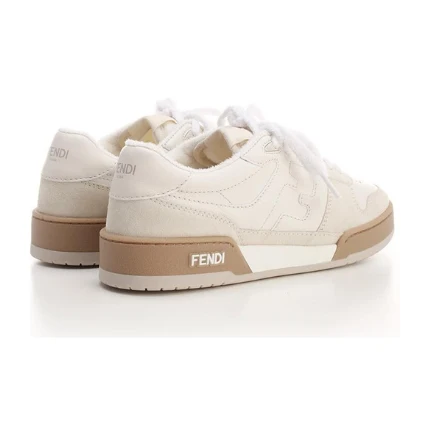 Fendi 'Match' Leather Sneakers Beige - Image 3