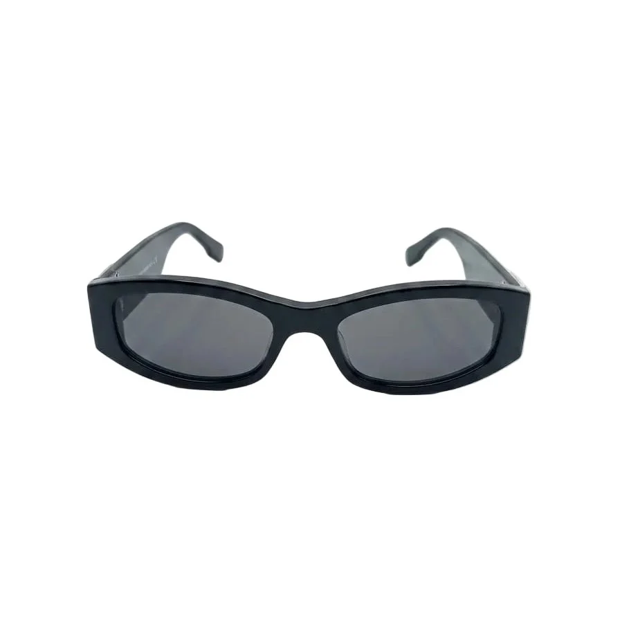 Fendi Oversized Black Shield Sunglasses With Gold Logo Accent