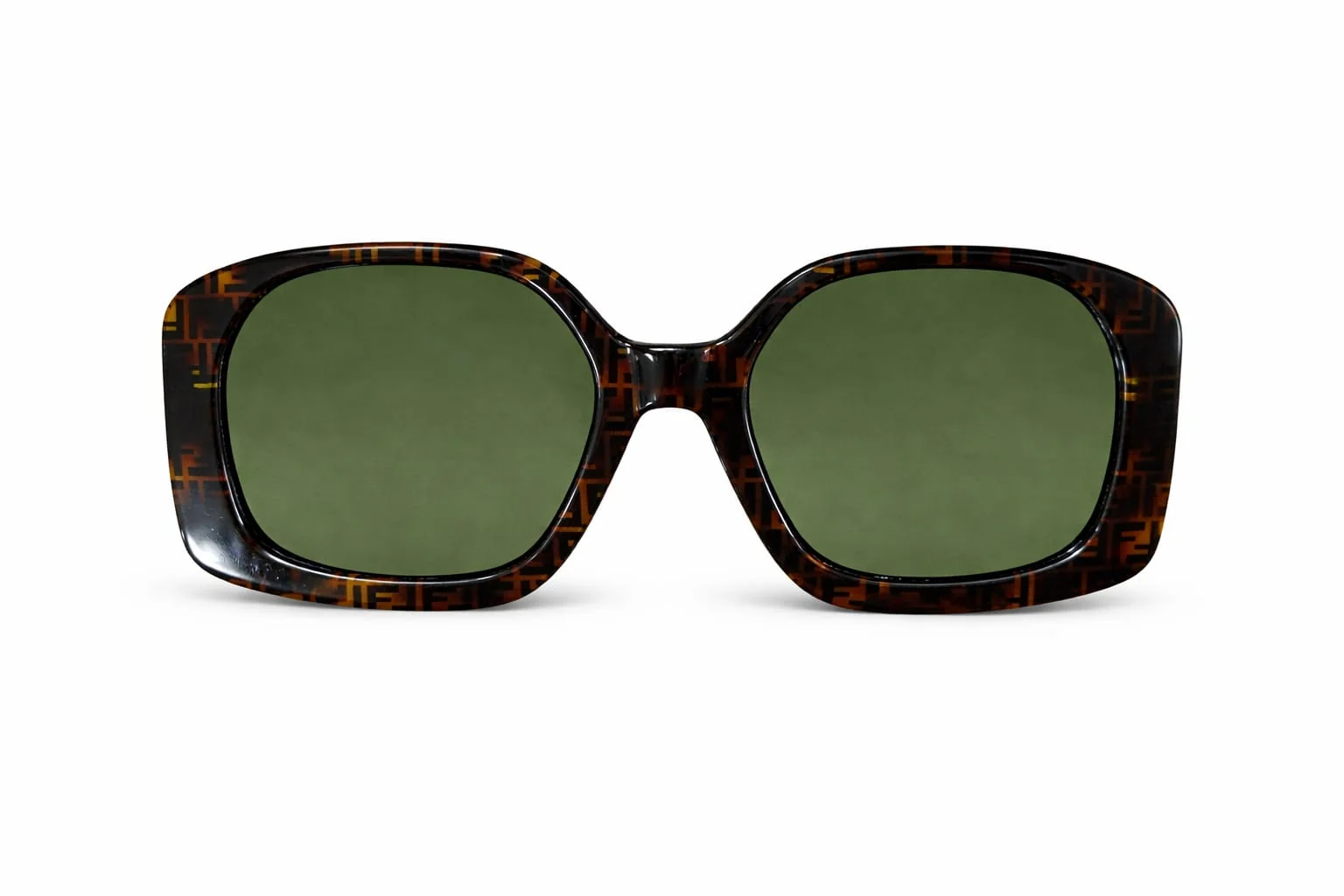 Fendi Oversized Square Sunglasses – Tortoiseshell Frame & Green Lens - Image 2