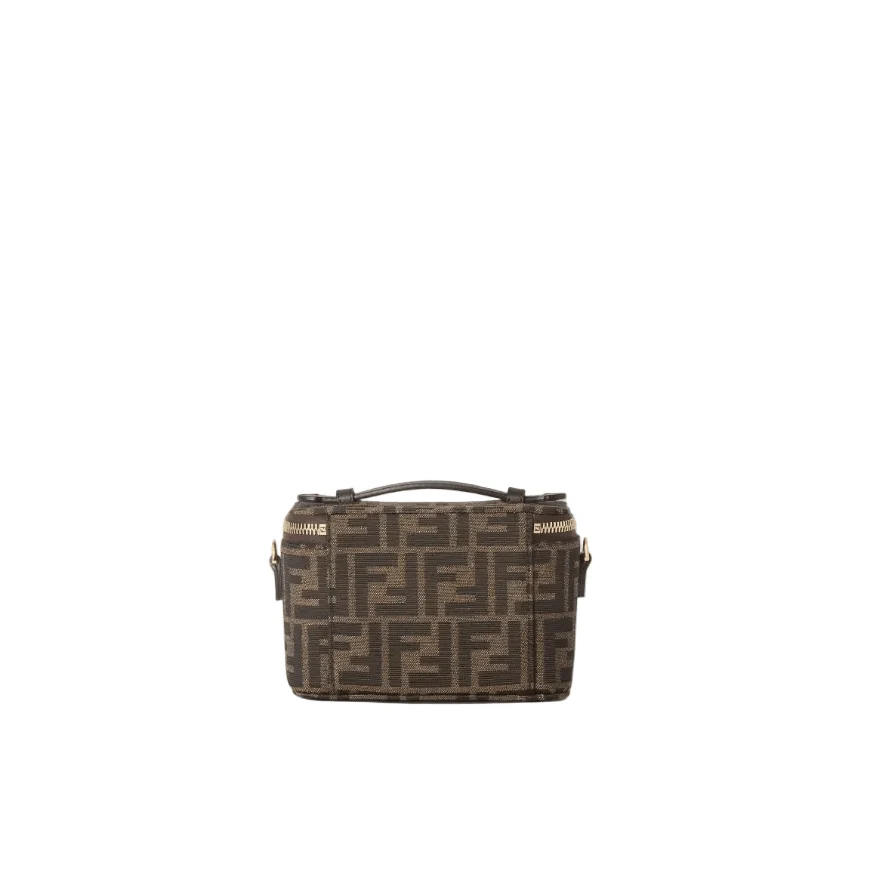 Fendi Vanity Tobacco Brown FF Jacquard Fabric Mini-Bag - Image 5