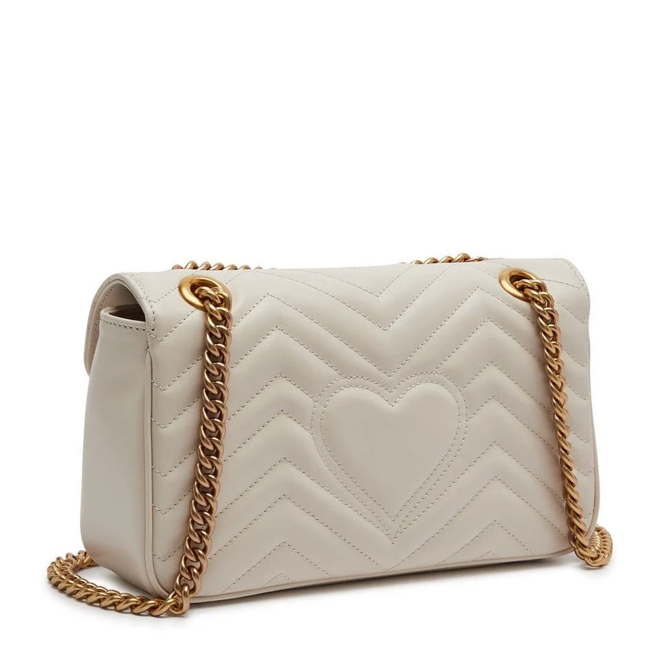 Gucci GG Marmont White Small Leather Shoulder Bag - Image 2