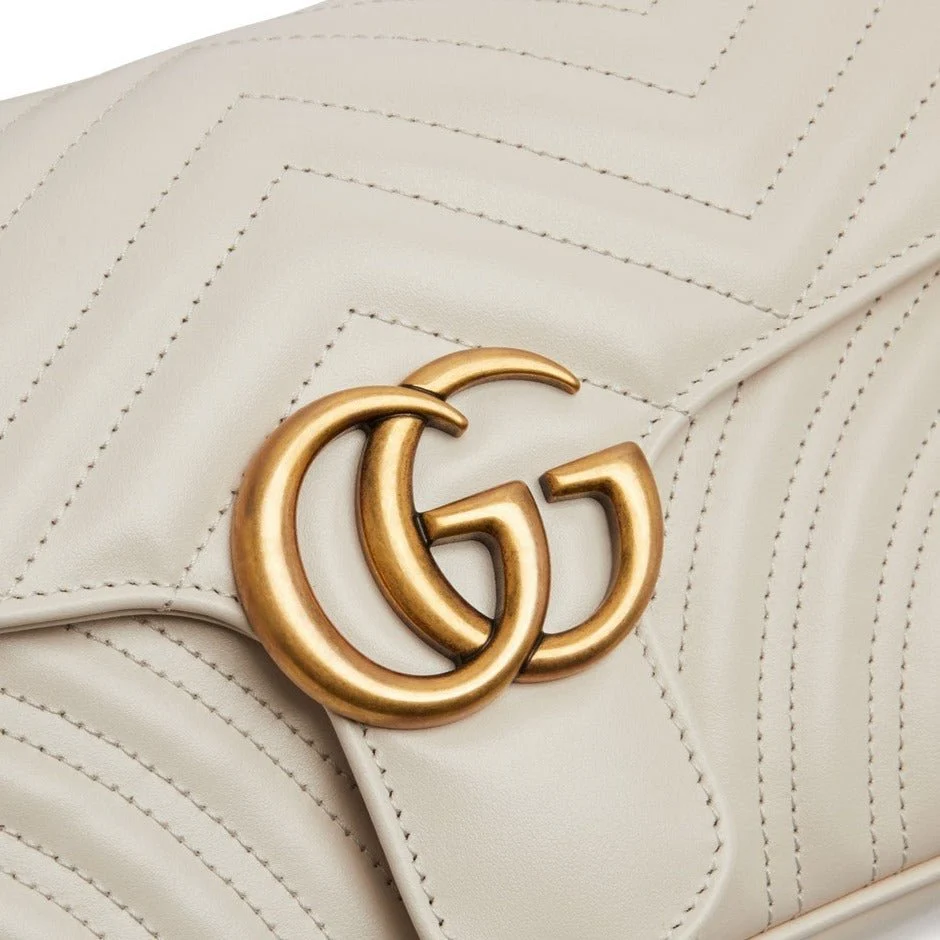 Gucci GG Marmont White Small Leather Shoulder Bag - Image 3