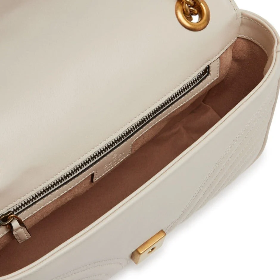Gucci GG Marmont White Small Leather Shoulder Bag - Image 4