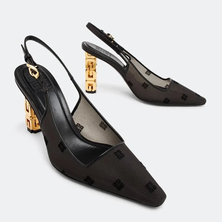 Givenchy Bouncing G Cube Slingback Pumps – Black - Image 4