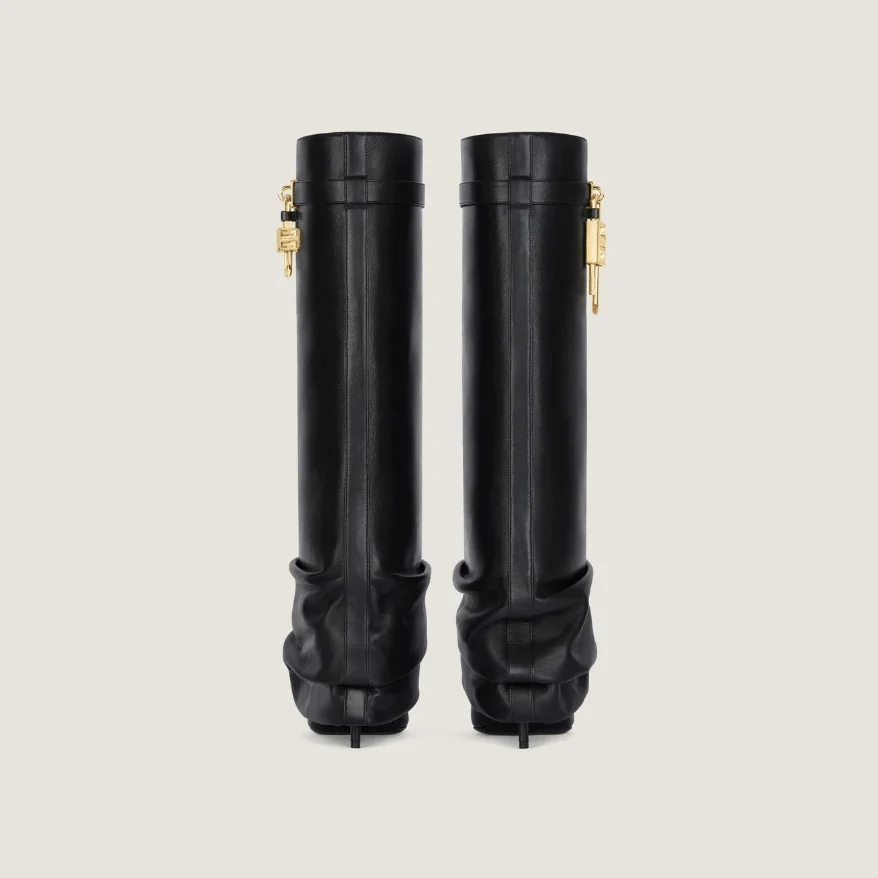 Givenchy Shark Lock Stiletto Leather Knee-High Boots - Image 2