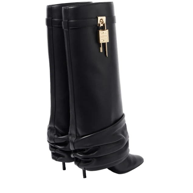 Givenchy Shark Lock Stiletto Leather Knee-High Boots - Image 7