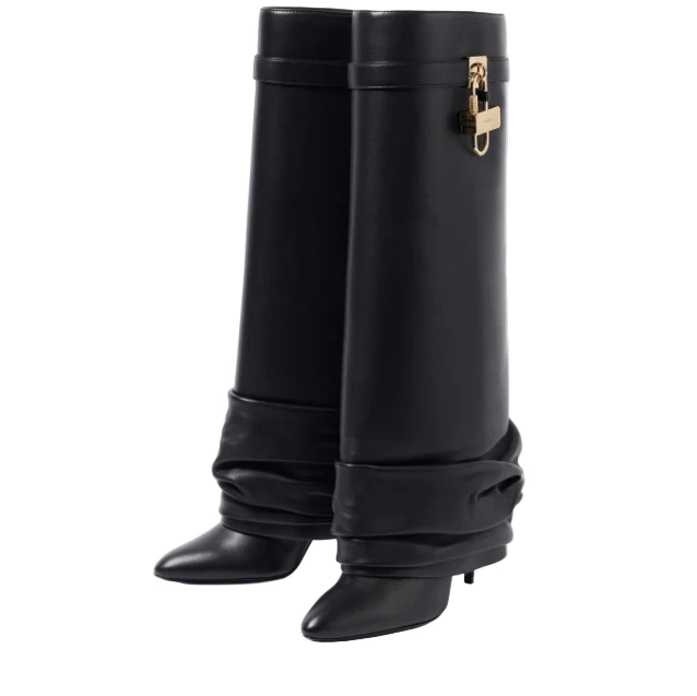 Givenchy Shark Lock Stiletto Leather Knee-High Boots - Image 8